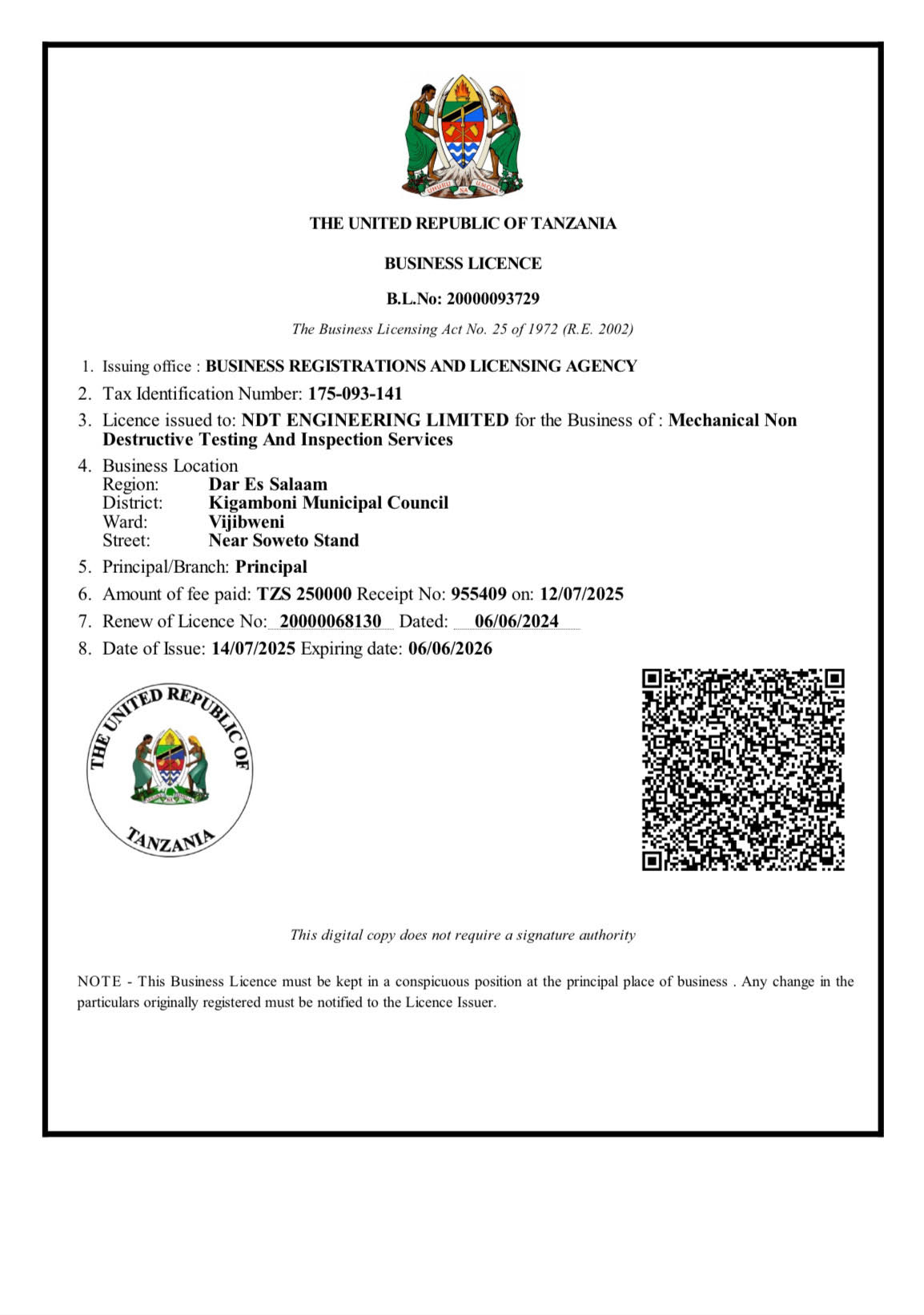Business License of Tanzania